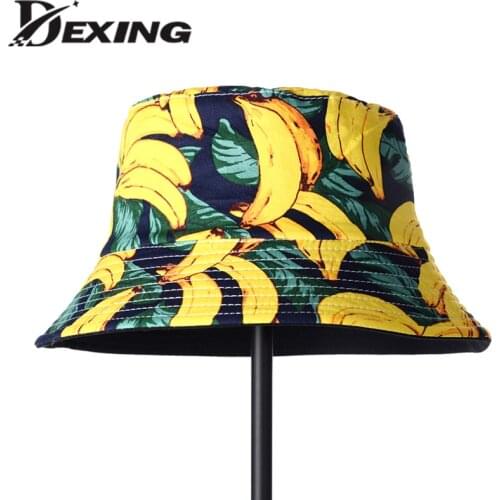 2020 Reversible Banana Fisherman Hat White Yellow Summer Hats for Women Men Bob Bucket Hat Cool Fashion Fishing Cap