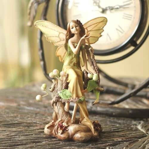 European Country Style Flower Fairy Angel Girl Figurine Ornament Miniature Craft Abstract Sculpture Creative Home Decor Art