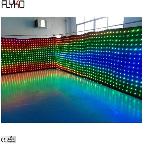 Flyko High Quality Folding Led Display LED stage curtain P100mm 2x17m LED Video cloth flexible stage