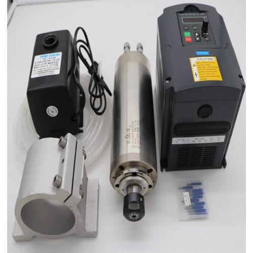 CNC milling spindle ER20 2.2KW water cooling spindle+2.2KW inverter+water pump +water pipe + spindle support +cnc engraving bits