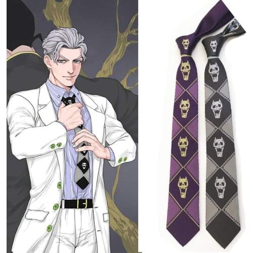 JoJo Bizarre Adventure Cosplay Tie KILLER QUEEN Kira Yoshikage Skull Neck Tie Cosplay Costumes