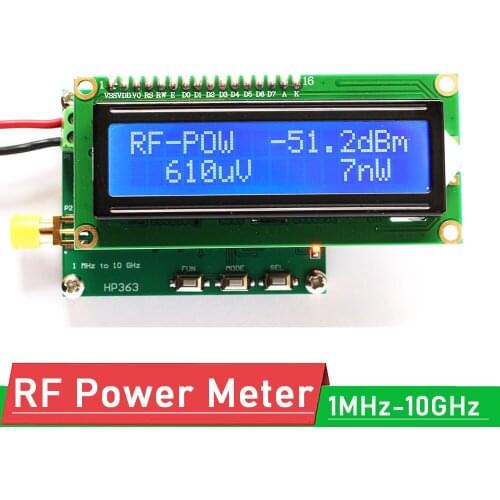 RF Power Meter 1MHz-10GHz -50 to 0dBm LCD Digital RF Signal Measuring Meter RF power attenuation value can be set DC 7-12V