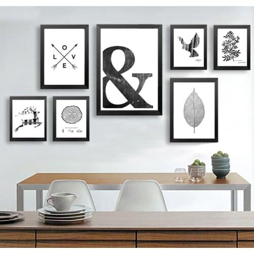 Canvas Painting Black White Abstract Minimalist Symbol Nordic Scandinavian Wall Art Picture Poster Print Living Room Home Decor