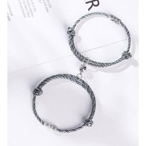 Magnetic Couple Bracelet Bangle Magnet Attract Pendant Rope String Bracelet For Women Men Lady Girl Boys Valentines Day Gift