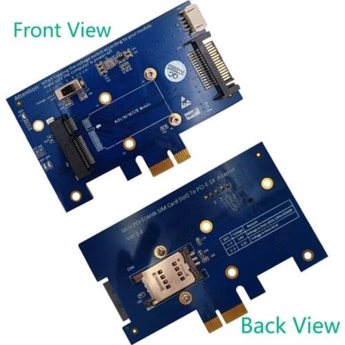Mini PCI-E PCI Express to PCI-E 1x Adapter With SIM card Slot for WiFi 3G/4G LTE