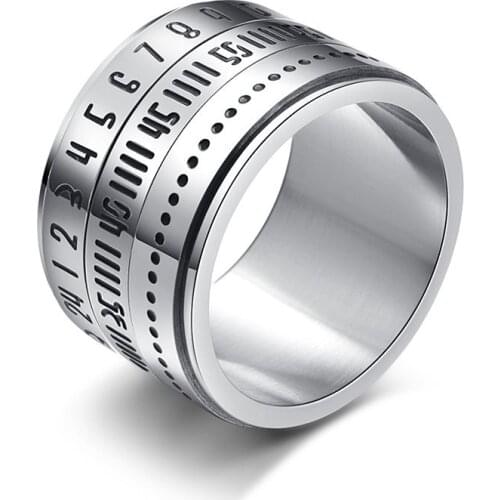 New Mens Gift Ring Multi Layer Rotating Novel Mechanical Arabic Numeral Calendar Time Metal Ring Decoration Fashion Ring