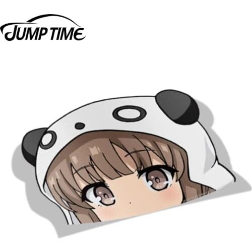 Jump Time 13cm x 9.6cm Girly Air Force Gripen PEEK BIG HEAD Anime Decal Vinyl Sticker Car Truck Window Waifu Stickers Car Covers