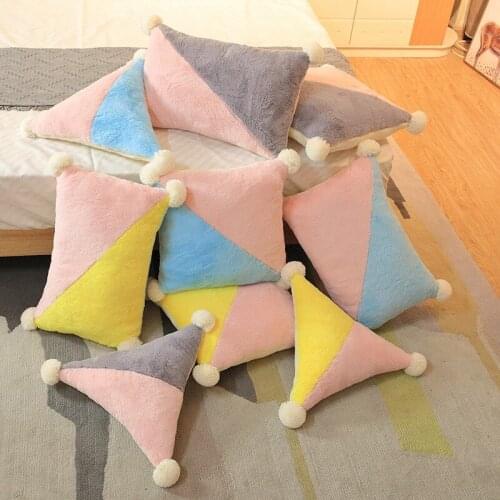 New Ins Soft Triangle Square Rectangle Plush Toy Stuffed Cartoon Geometric Shape Pillow Doll Sofa Cushion Bed Pillow Friend Gift