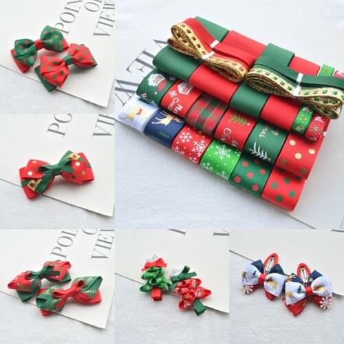 New Christmas Ribbon Novice Package Handmade Childrens Hair Accessories Headdress Hairpin Hair Rope Hair Hoop Material Kit