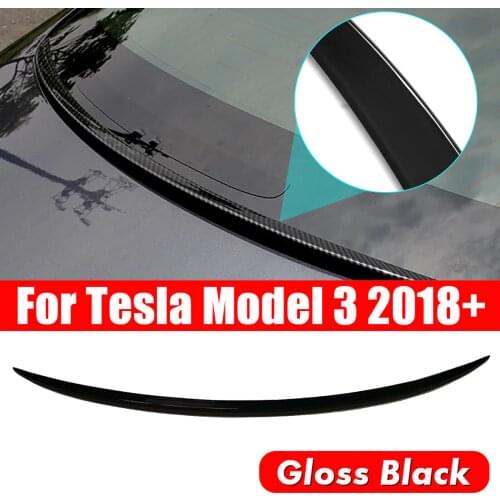 NEW 1 Pcs Gloss Black ABS Trunk Spoiler Cover Trim Water Retaining Wing For Tesla Model 3 2018