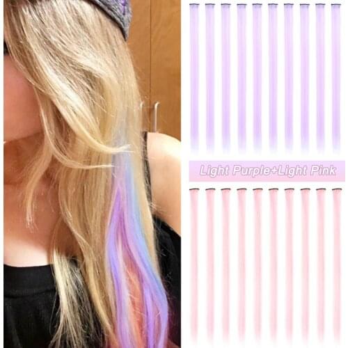 ONYX ONYX Rainbow Colored Long 20" Straight Ombre Synthetic Hair Extensions Pure Clip In One Piece Strips Hairpiece For Women