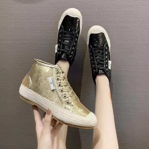 Autumn Ankle Boots Women Shoes Woman Lace Up Chunky Sneakers Winter Boots Shine Bling Plus Size Thick Sole Platform Shoes