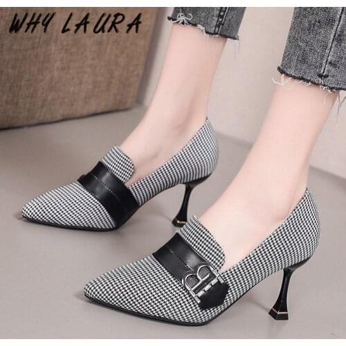 Autumn sexy cloth art womens shoes high-heeled shoes 8CM elegant office shoes lady woman pointed toe luxury joker single shoes