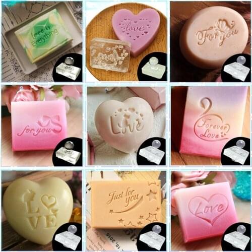 Valentines Day Soap Seal Acrylic Soap Seal LOVE Handmade Soap Seal with Handle Natural Essential Oil Soap Tool New Stamps