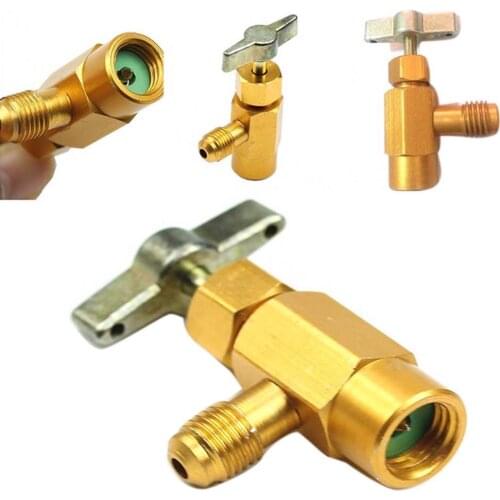 Portable Aluminium Alloy Refrigerant Bottle Opener 1/4 SAE Thread Adapter Valve Car Parts Tool Accessories Home Supplies