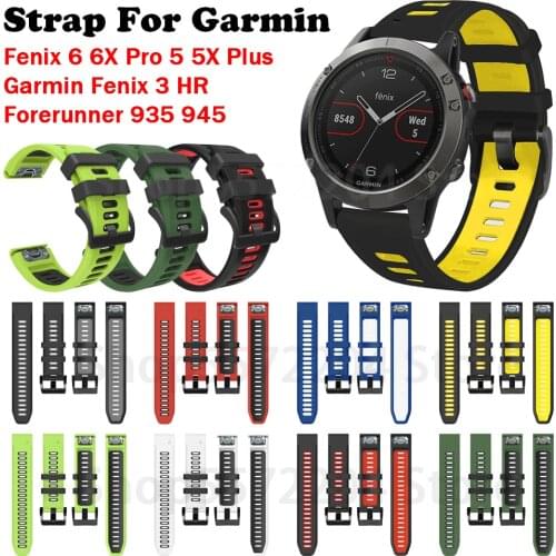 22MM 26MM Smart Watch Band Straps For Garmin Fenix 6 6X 5 5X 3 3HR Forerunner 935 945 Quick Release Strap Silicone Bracelet Belt