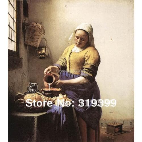 Oil Painting Reproduction on linen canvas,The milkmade by Johannes Vermeer ,Free Shipping via FeDex or DHL,100% handmade,museum