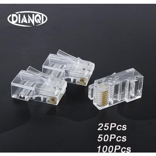 25/50/100PCS RJ45 Net Network Modular Plug Cat5 CAT5e Connector 8P8C utp Unshielded Modular Rj45 Plug computer Terminal DN001