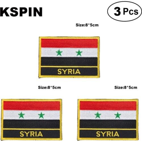 Syria Rectangular Shape Flag patches embroidered flag patches national flag patches for clothing DIY Decoration