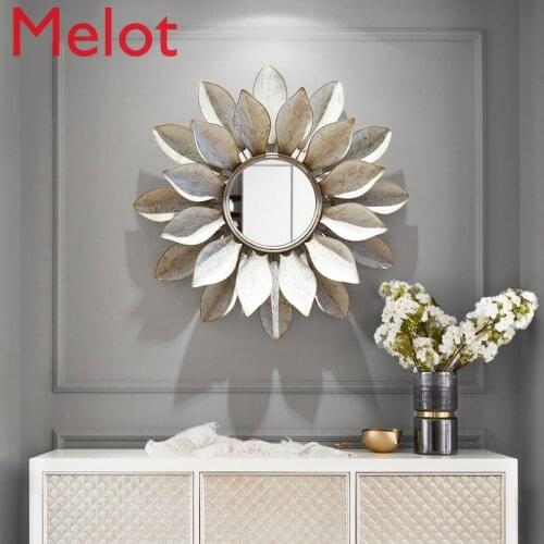 Modern Wrought Iron Wall Hanging Decorative Mirror 3D Wall Mural Crafts KTV Home Livingroom Wall Background Metal Ornament Decor