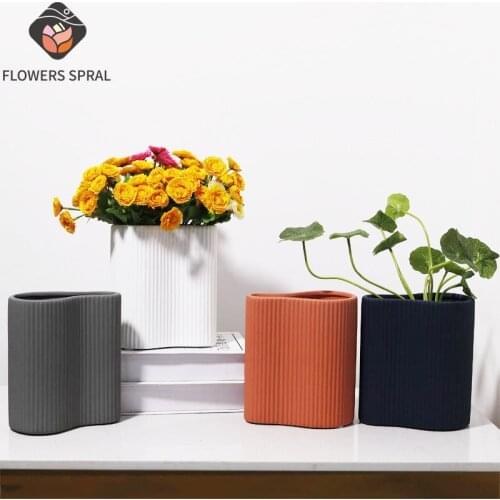 Modern Home Decoration Vase Desktop Hydroponic Ceramic Vase Flowers Room Decoration Ornaments Flower Pots New