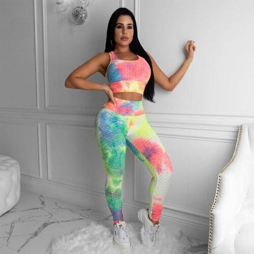 2peice Sportswear Yoga Sets Sexy Colorful Print Women Fitness Gym Wear Tracksuit Sports Bra High Waist Hip lift Leggings, ZF896
