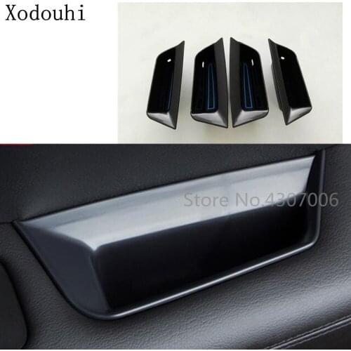 Car Styling Plastic Inner Storage Glass Trim Door Armrest Handrail Cup Box Frame 4pcs For Cadillac XT5 2017 2018 2019 2020