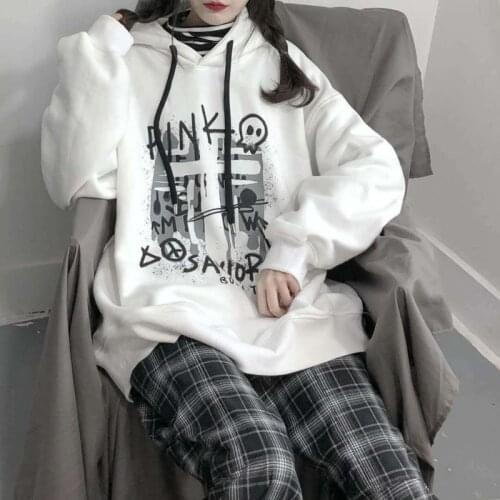 Hooded sweateshirt for men women spring autumn 2021 new Korean oversized bf Harajuku couple wear tops unisex trend streetwear