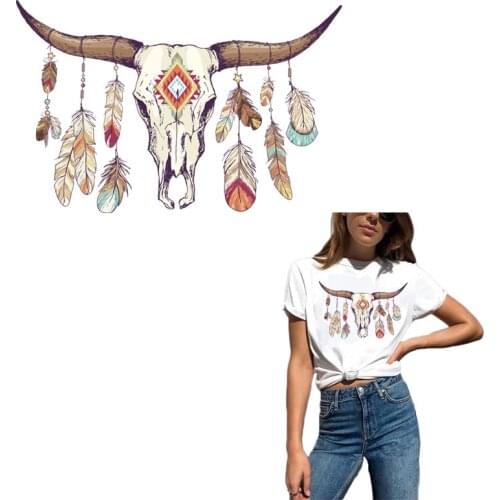 COSBILL West Cost Animals Patches For Clothing A-level Washable Feather Thermo Sticker On Clothes Heat transfers Iron Y-49 Y-049