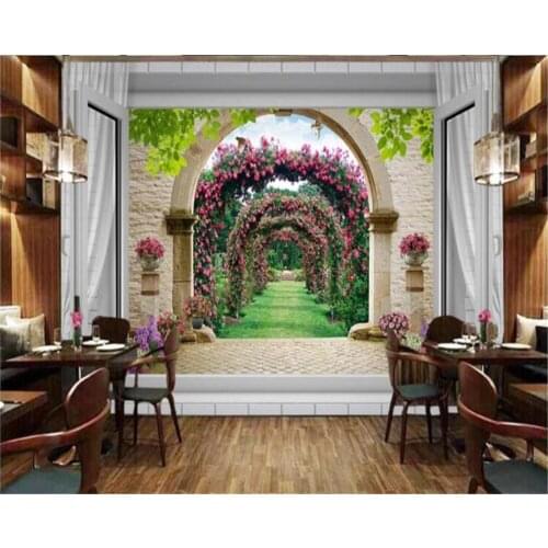 Beibehang Vinyl wallCustomized garden European window rose flower wallpaper home decor bedroom background wall papers home decor