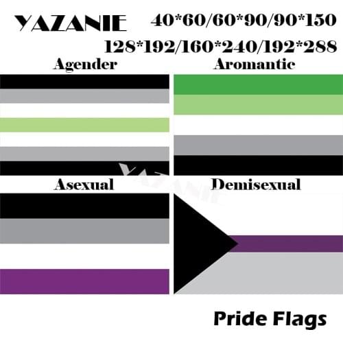 YAZANIE 128*192cm/160*240cm/192*288cm Agender Aromantic Asexual Demisexual Neutrois Pride Flags and Banners LGBT Rainbow Flag