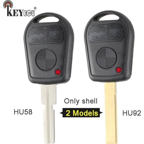 KEYECU for BMW E31 E32 E34 E36 E38 E39 X5 Z4 325 330 i Ci Xi Replacement Car Key Shell Case Fob 3 Button HU58/HU92 Blade