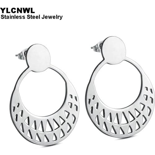 New Fashion Stainless Steel Women Earrings 2020 Gold Color Round Ear Jewelry Wedding Gift