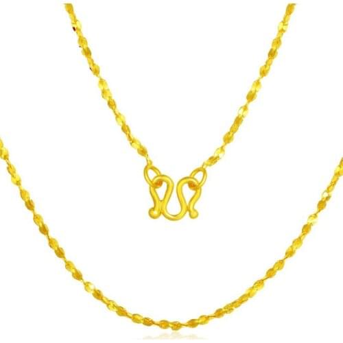 Pure Solid 999 24K Yellow Gold Necklace Women Full Star Link Chain Necklace P6279