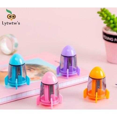1Piece Lytwtws Lovely Cute Kawaii Candy Color Rocket Shape Sharpeners Korean Stationery School Office Supplies Novelty Kid Gift