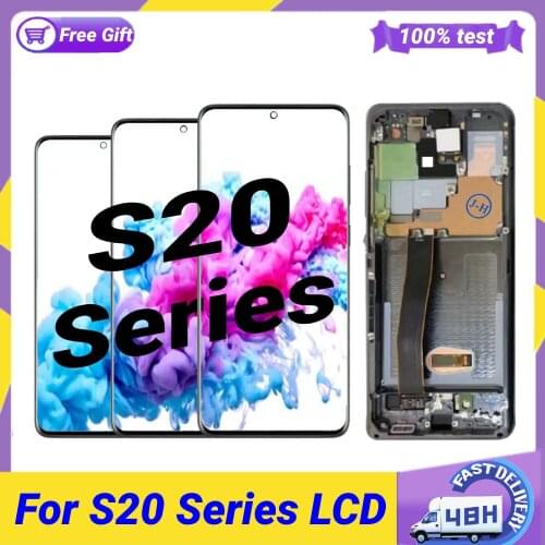 100% Original Super AMOLED LCD Display for Samsung Galaxy S20 G980F G980F/DS S20 Plus G985F S20 Ultra Touch Screen Digitizer