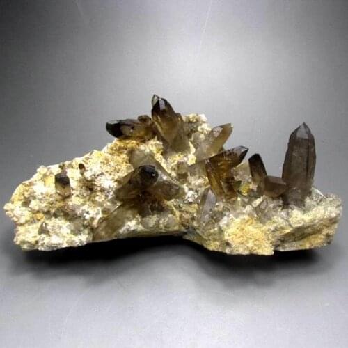 1257g Smoky Quartz Cluster on Matrix - crystals and stones healing Mineral specimen Home Decor feng shui decoration