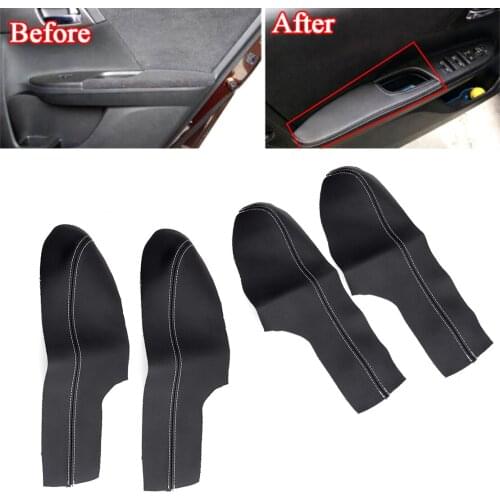 4pcs DIY Microfiber Leather Car Door Armrest Cover Surface Shell Trim Panel Fit for Honda Accord 9th 2014 2015