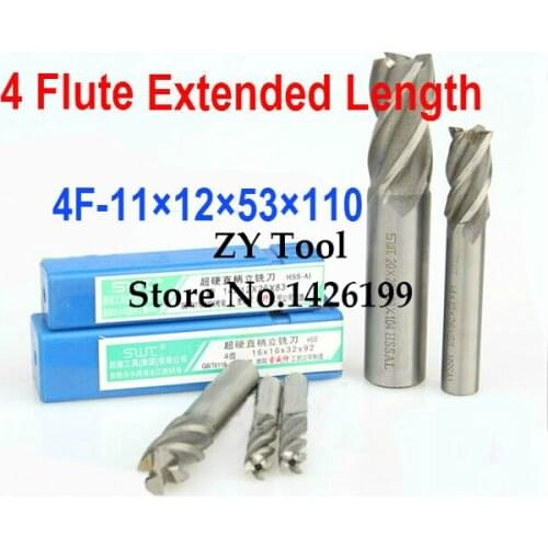 Free shipping 2pcs 11mm 4 Flute HSS & Extended Aluminium End Mill Cutter CNC Bit Milling Machinery tools Cutting tools
