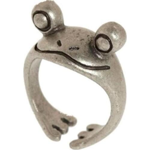 Bohemian Vintage Frog Ring for Women Art Design Vintage Open Adjustable Size Unisex Womens Statement Ring Gift Viking