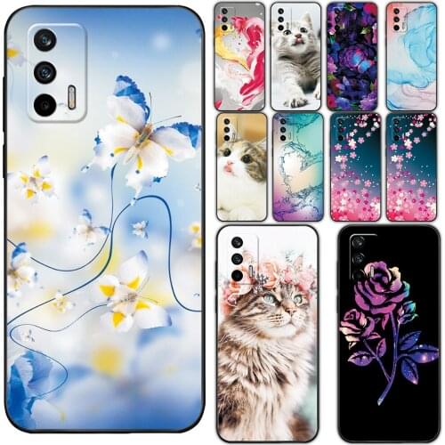 For Realme GT Case Silicone Phone Coque on Realme GT gt Flower Style Back Cover For OPPO Realme GT Soft TPU Protective Case 6.43