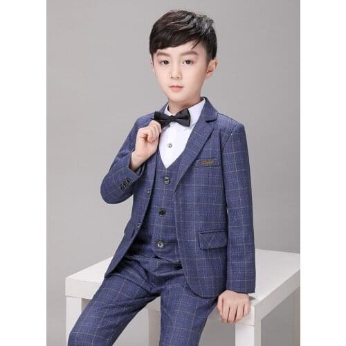 Kids Luxurious Jacket+Vest Pants Bowtie 4pcs Wedding Suit Flower Boys Birthday Formal Dress Gentleman Party Costume