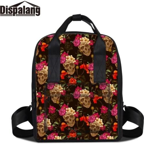 Dispalang Adults Female Backpack for Lady School Satchel in Womens Day Custom Print Skull Geometry Trendy Daily Pack for Girl
