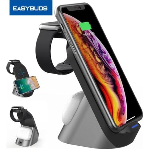 EASYBUDS 15W QI FAST Wireless Charger Stand 3 In 1 For Iphone 11 12 Pro X Apple Watch AirPods Charging Dock Station For Samsung