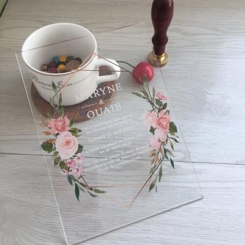 Elegant Romantic 10pcs Wedding Invitation Card Fancy Custom Colorful Printing Flower Invitations Wholesale