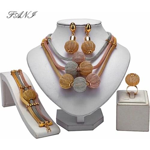 Fani Exquisite Dubai Gold Colorful Jewelry Set Nigerian Wedding woman accessories jewelry set Wholesale statement jewelry set
