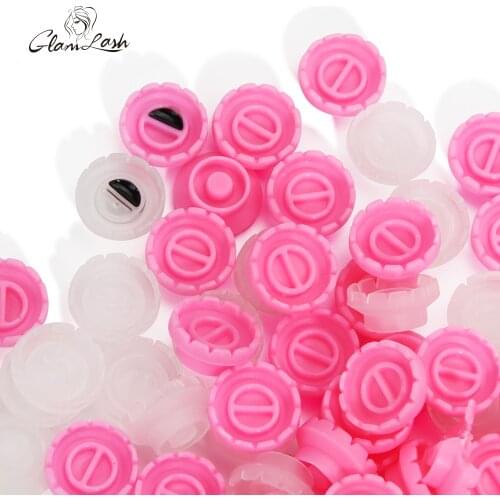 GLAMLASH 50Pcs Eyelash Extension Glue Cup Lash Blooming Lift Plastic Eyelash Glue Holder Eyelashes Adhesive Stand Cup