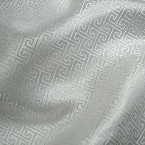 Chinese cloud-pattern brocade jacquard Pure white stripe Satin silk fabric DIY patchwork bag Book cover Doll hanfu clothes