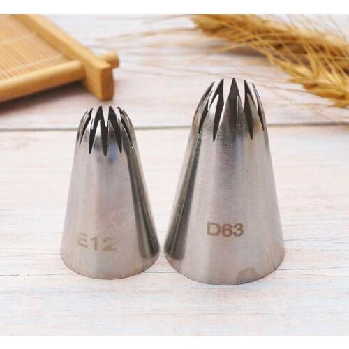 #E12 D63 Close Star Cake Decorating Pastry Piping Nozzle Icing Tips Bakeware Kitchen Cookies Tools Stainless Steel