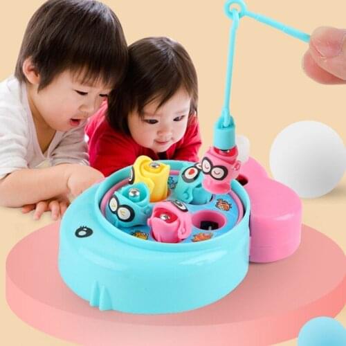 Magnetic Mini Fishing Game Portable Fishing Toy w/ Wind-up Power Education Stimulation Busy Board for Toddler Age 3Year